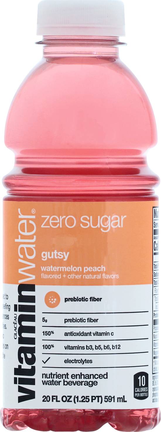 Vitaminwater Zero Sugar Gutsy Watermelon Peach Water Beverage (20 fl oz)