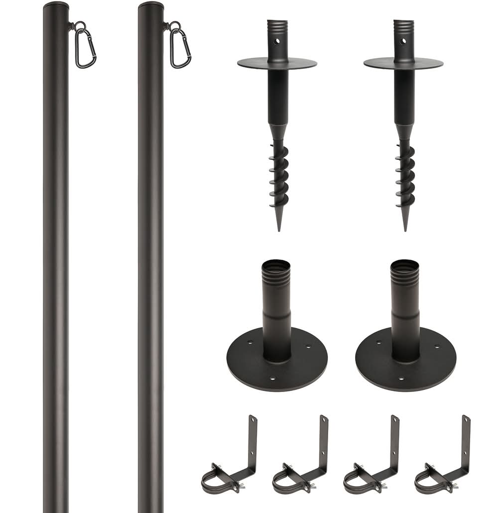 Harbor Breeze 10-ft Heavy-Duty Outdoor Patio String Light Pole with Mounts, Black (2-Pack)