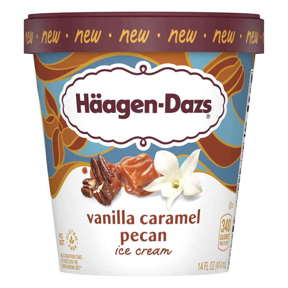 Häagen-Dazs Frozen Ice Cream, Vanilla-Caramel-Pecan (14 fl oz)