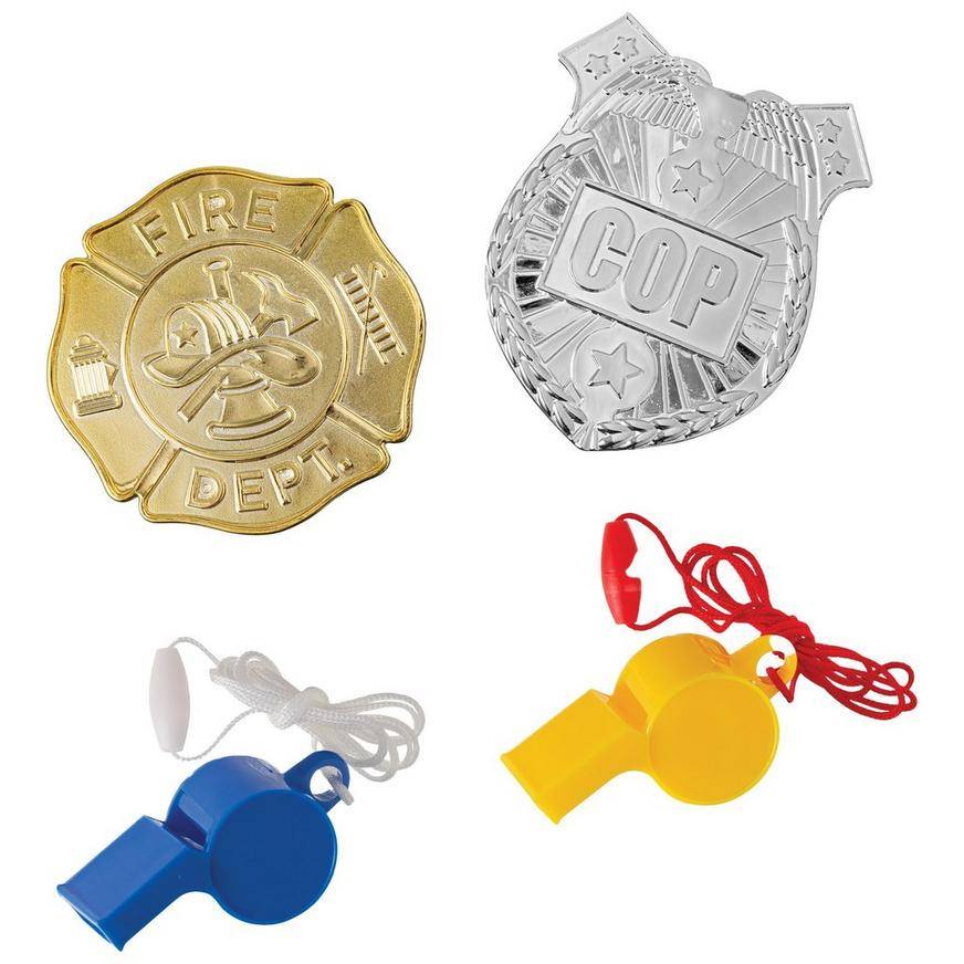 Party City Firefighter Police Officer Badge Whistles, Multicolor (24 ct)