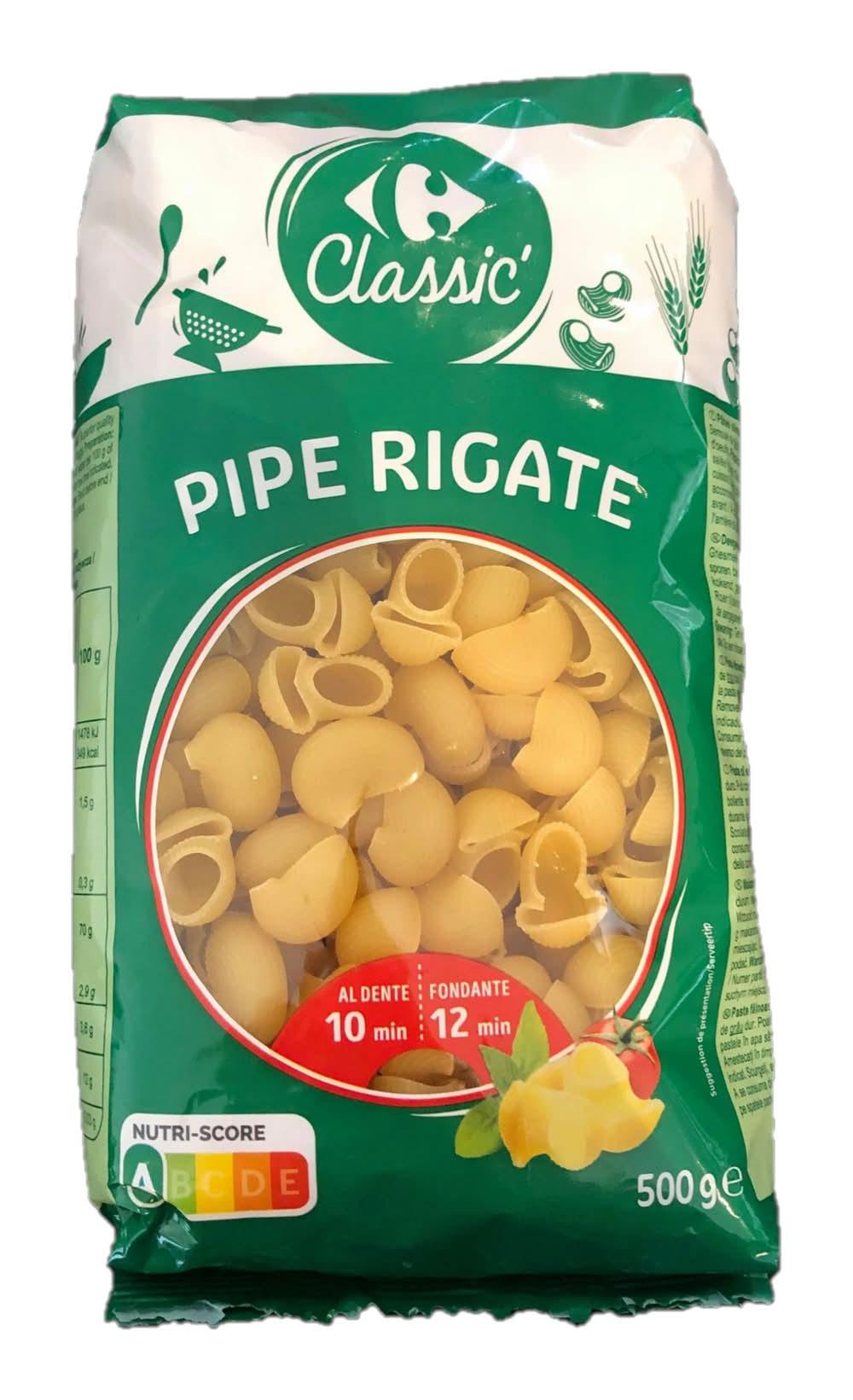 Carrefour Classic' - Pâtes pipe rigate (500g)