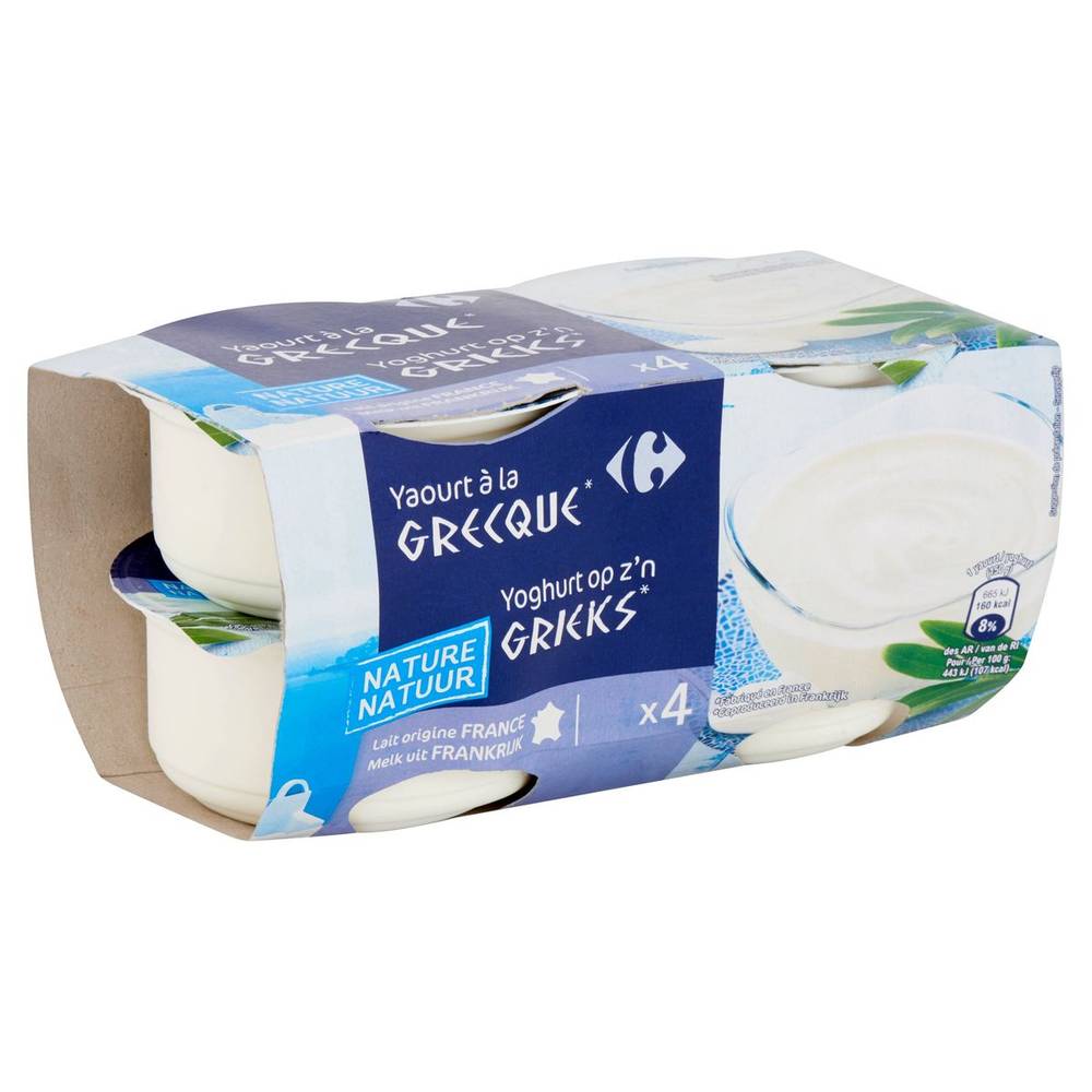 Carrefour Yoghurt op z'n Grieks Natuur 4 x 150 g