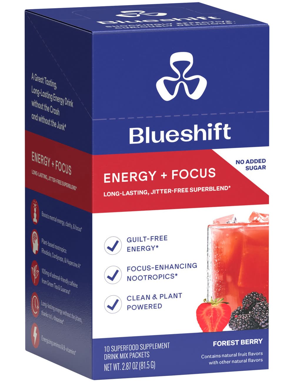 Energy + Focus Drink Mix Packets - Forest Berry (10 Single Serving Packets)
