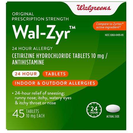 Walgreens Wal-Zyr, Cetirizine Hydrochloride Tablets, 10 mg