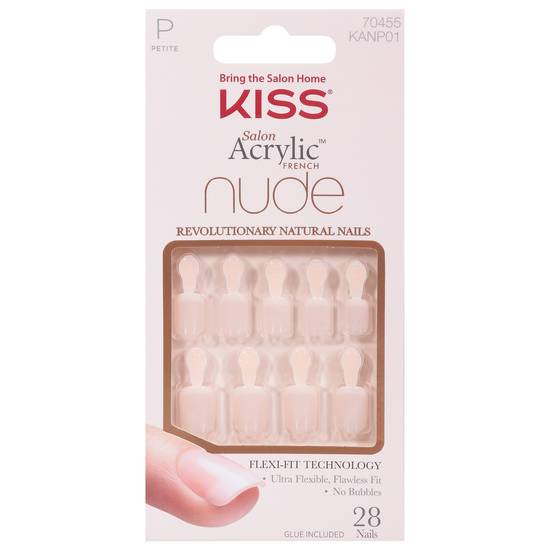 Kiss Salon Acrylic French Petite Nude Nails ( 28 ct)