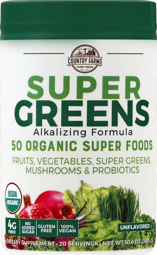 Country Farms Super Greens Organic Superfood Powder Supplement (10.6 oz)
