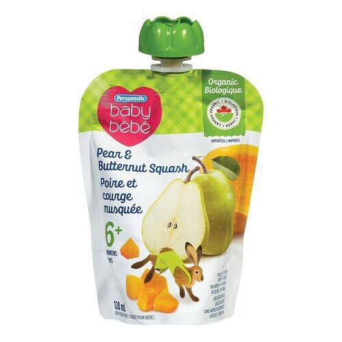 Personnelle purée biologique de poires et courges musquées (128ml) - organic pear & butternut squash purée (128 ml)