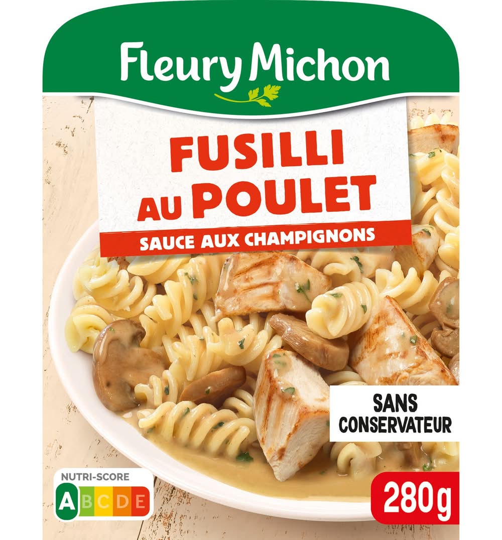 Fleury Michon - Plat cuisiné de pâtes fusilli, poulet-sauce aux champignons (280g)