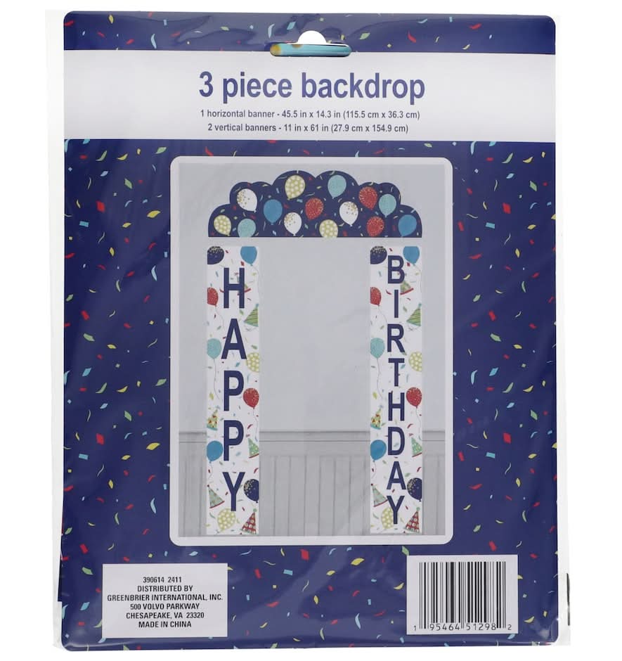 Happy Birthday Backdrop, 45.5x14.3 in-11x61 in (3 ct)