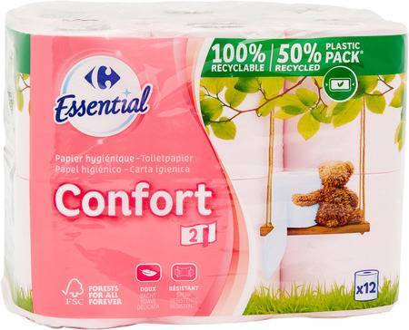 Carrefour Essential - Papier toilette confort doux (12 pièces)