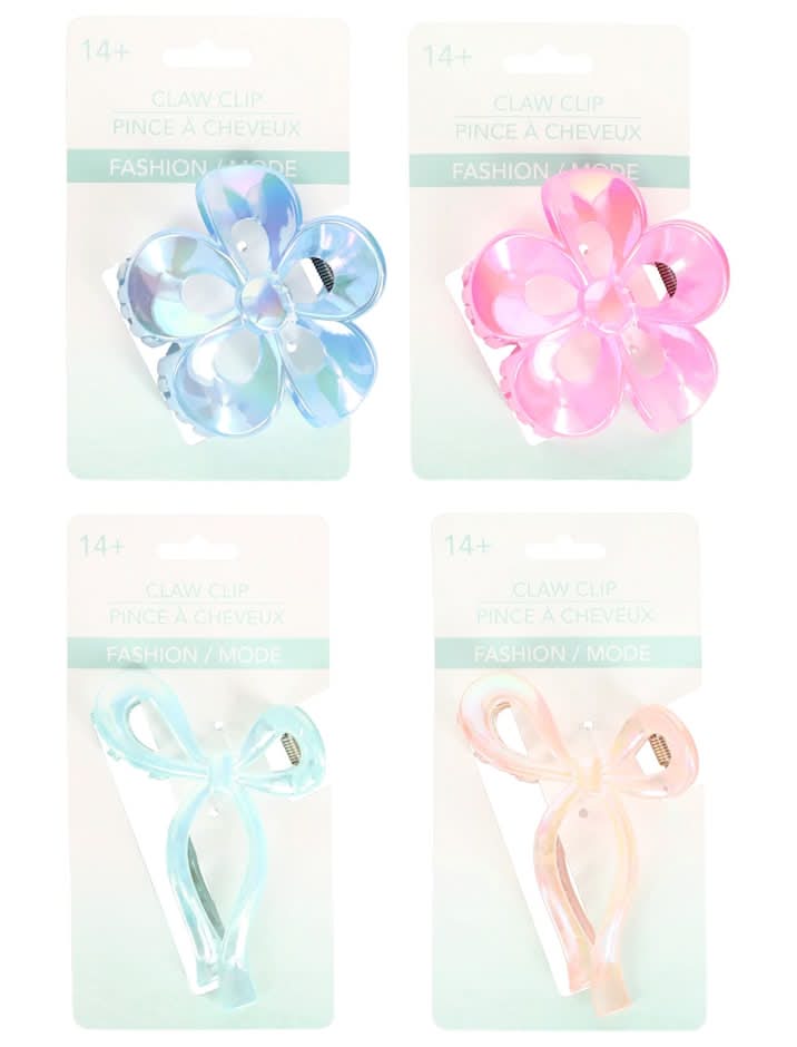 Bow And Flower Claw Clip, Assorted Colors, 1-ct.
