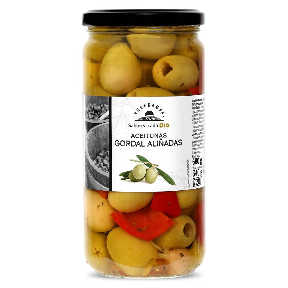 Aceitunas Gordal Aliñada Sin Hueso Vegecampo De Dia Frasco 340 G