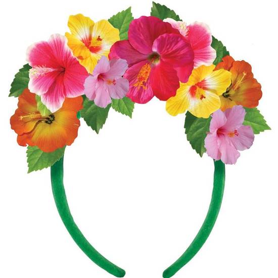 Multicolor Hibiscus Flower Fabric Plastic Headband