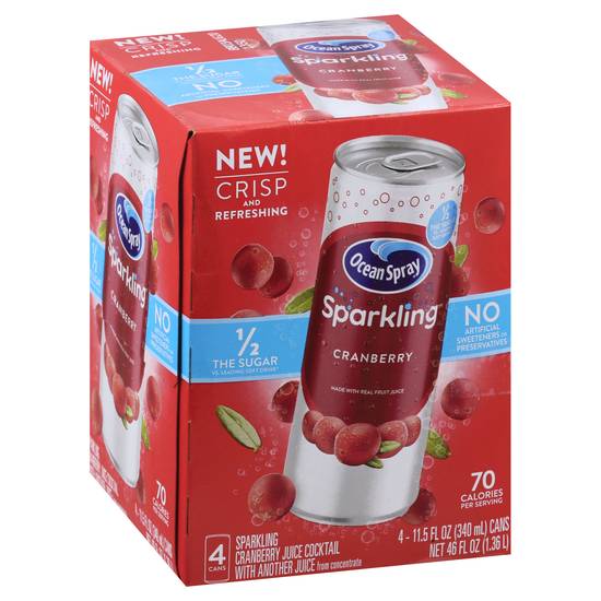 Ocean Spray Sparkling Cranberry Juice Cocktail (4 ct, 46 floz)