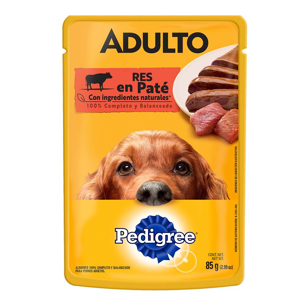 Pedigree · Alimento húmedo de res en paté adulto (85 g)