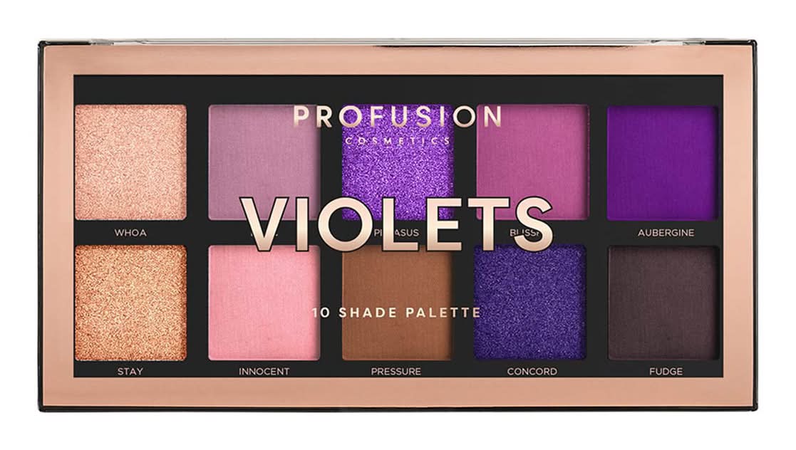 Profusion Cosmetics 10 Shade Eyeshadow Palette, Violets