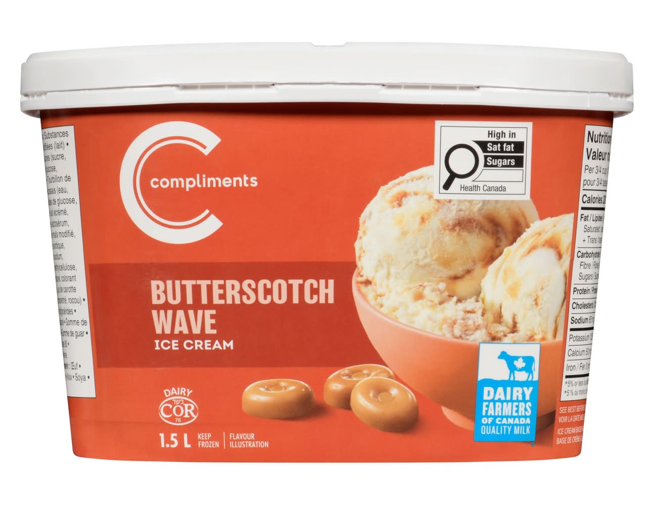 Compliments Butterscotch Wave Ice Cream (1.5 kg)