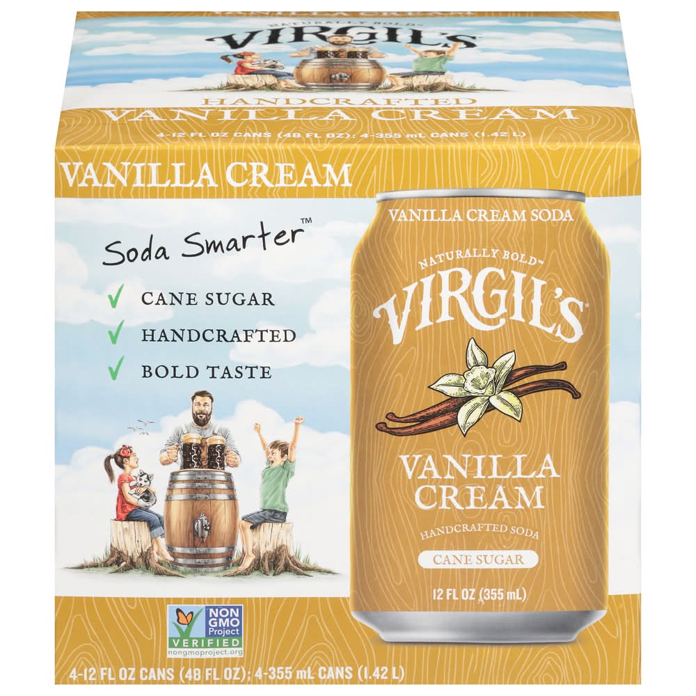 Virgil's Handcrafted Soda, Vanilla Cream (4 x 12 fl oz)