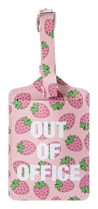 Faux Leather Luggage Tag Pink