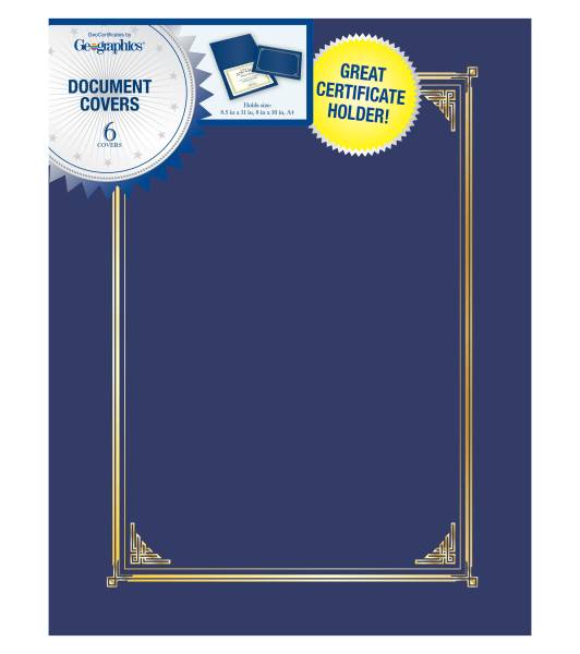 Geographics® 30% Recycled Document Covers, 9 3/4" x 12 1/2", Navy Blue, Pack Of 6