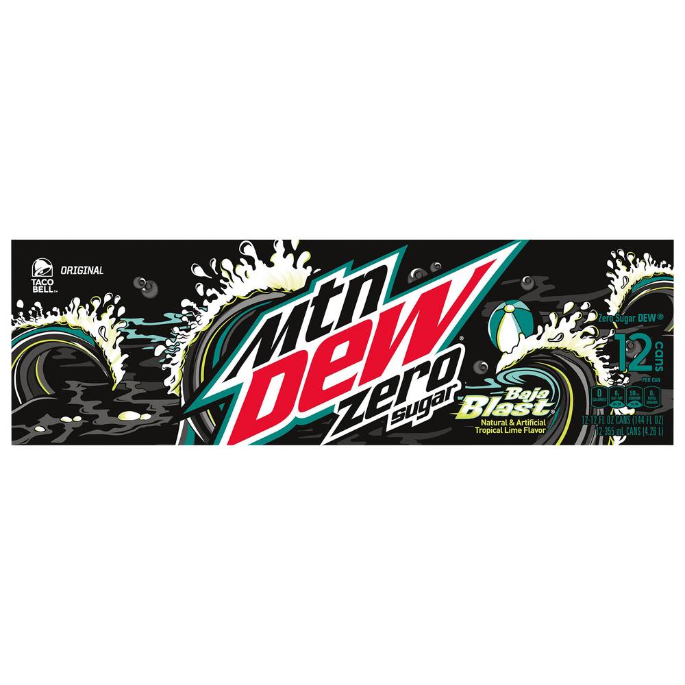 Mtn Dew Baja Blast Soda, Tropical Lime (12 x 12 fl oz)