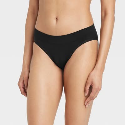 Auden Absorbent Seamless Bikini Period Underwear, Women, L, Black