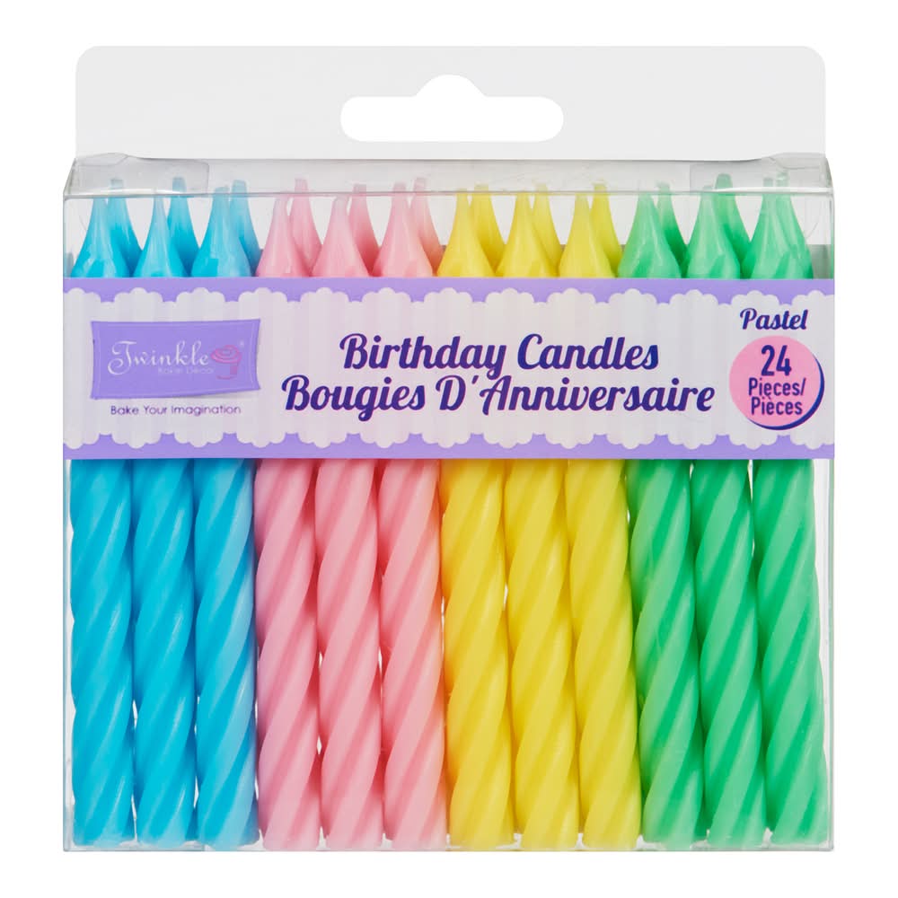 Twinkle baker décor bougie d'anniversaire pastel (24 unités) - twinkle baker décor birthday candles, 7.5 cm, assorted (24 ct)