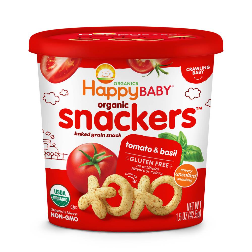 Happy Baby Snackers Crawling Baby Baked Organics Tomato & Basil Grain Snack