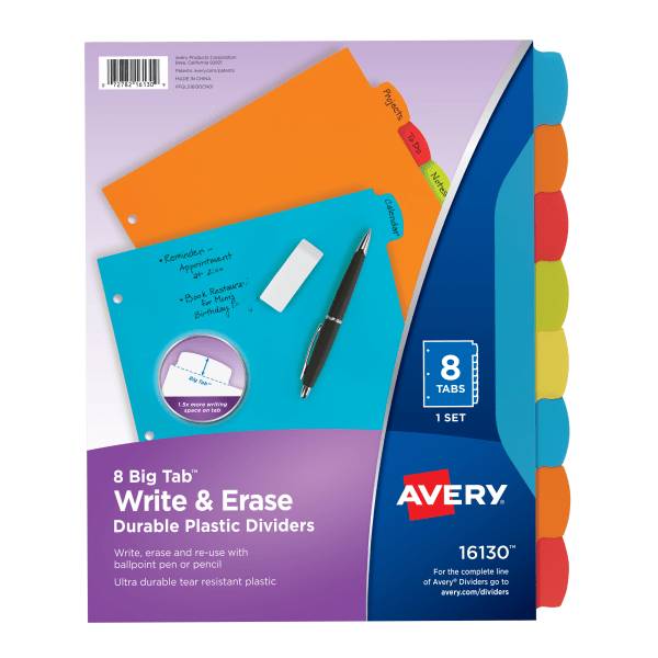 Avery Big Tab Write & Erase Durable Plastic Dividers