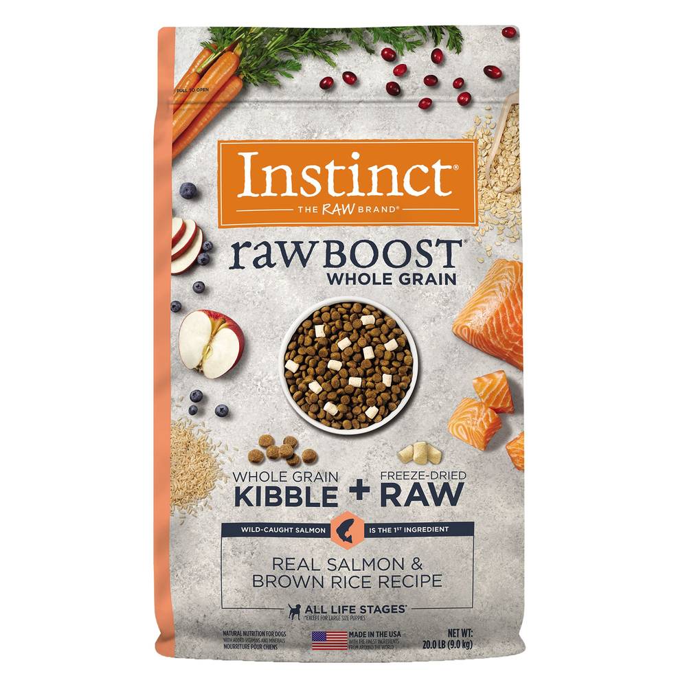Instinct® Raw Boost® Whole Grain + Freeze-Dried All Life Stage Dry Dog Food (Flavor: Salmon & Brown Rice, Size: 20 Lb)