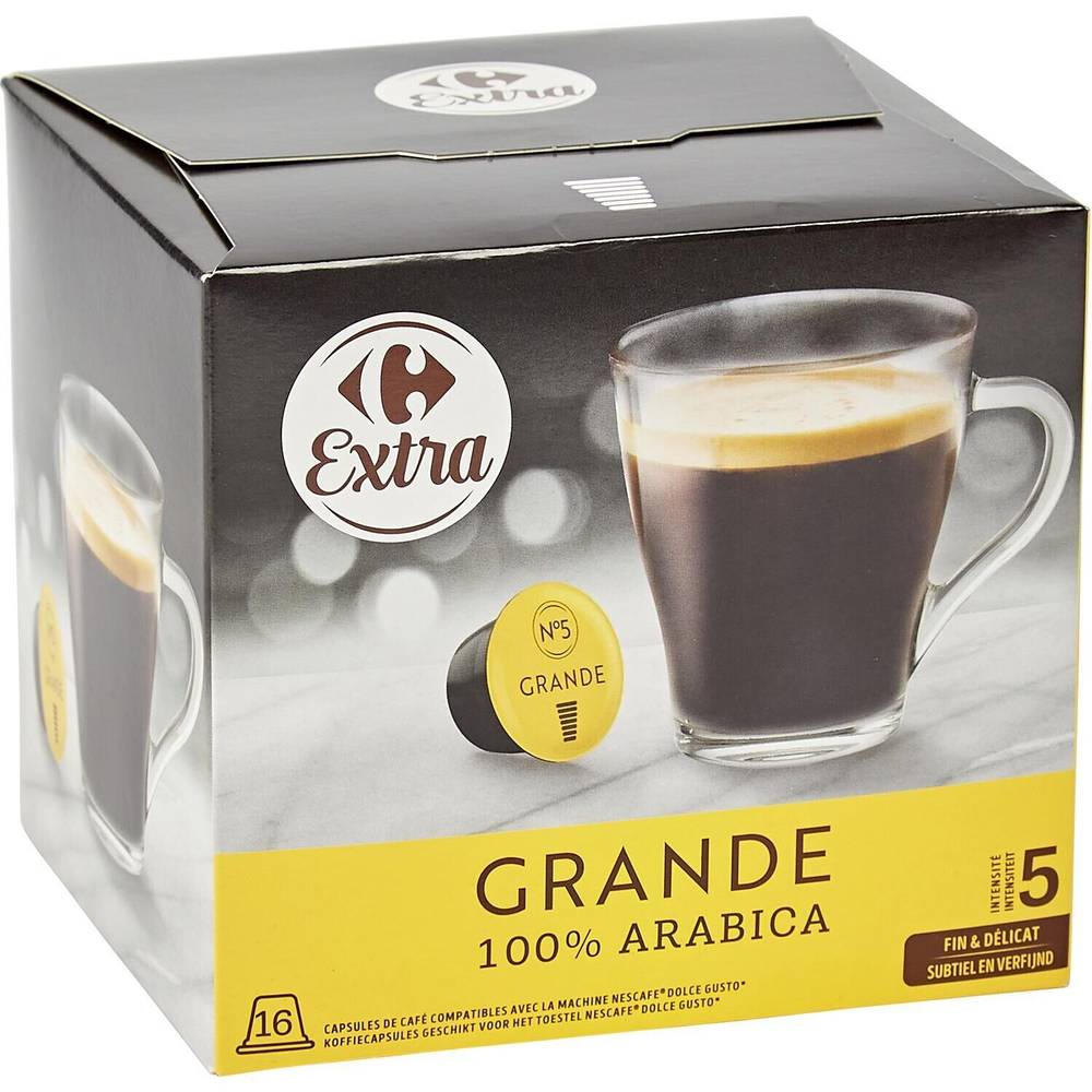 Carrefour Extra - Café en capsules pur arabica intensité 5 (112 g)