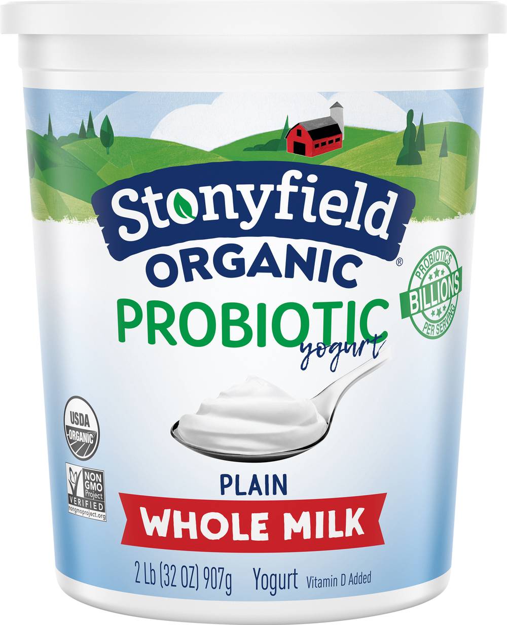 Stonyfield Organic Whole Milk Probiotic Plain Yogurt (2 lbs)