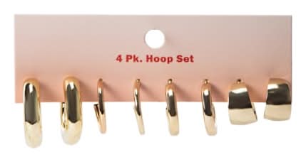 Hoops Earrings 4-Pack Gold Chunky Hoops
