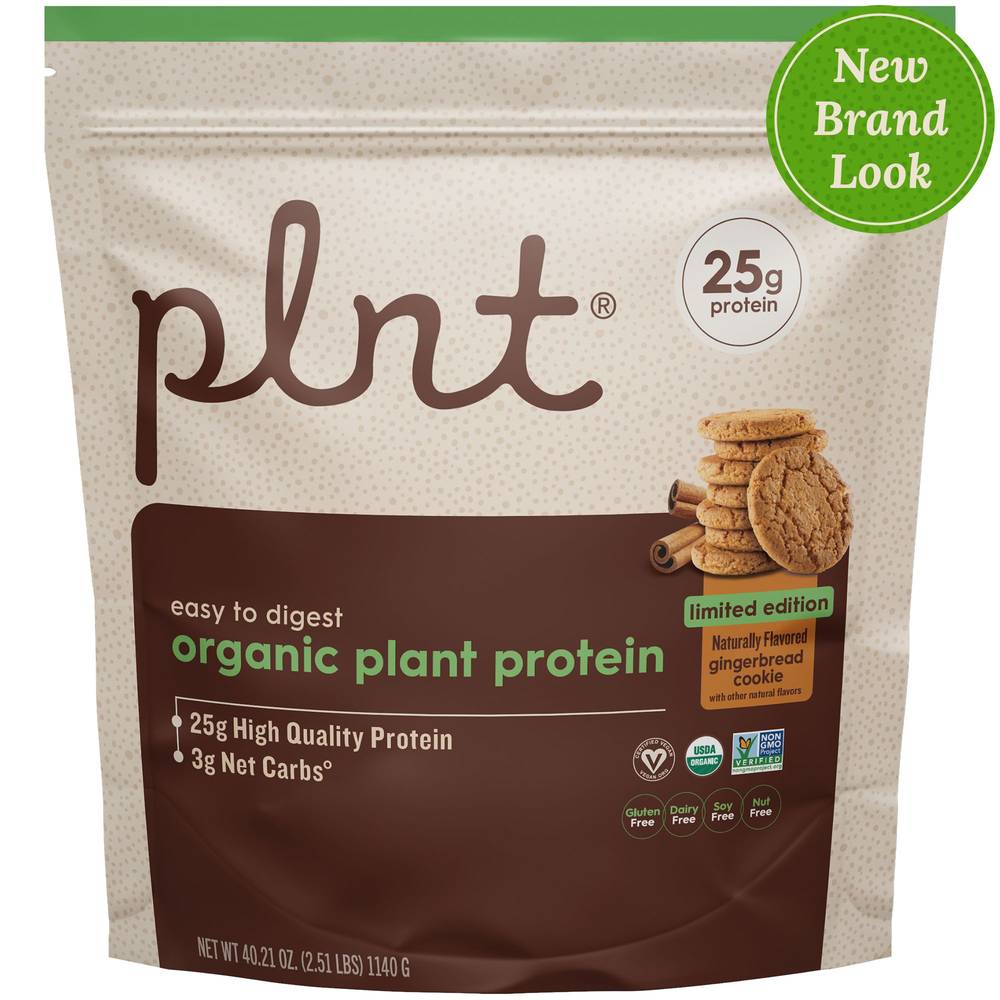 Organic Plant Protein Powder Limited Edition Flavor – Gingerbread Cookie - 2.51 Lbs./30 Servings