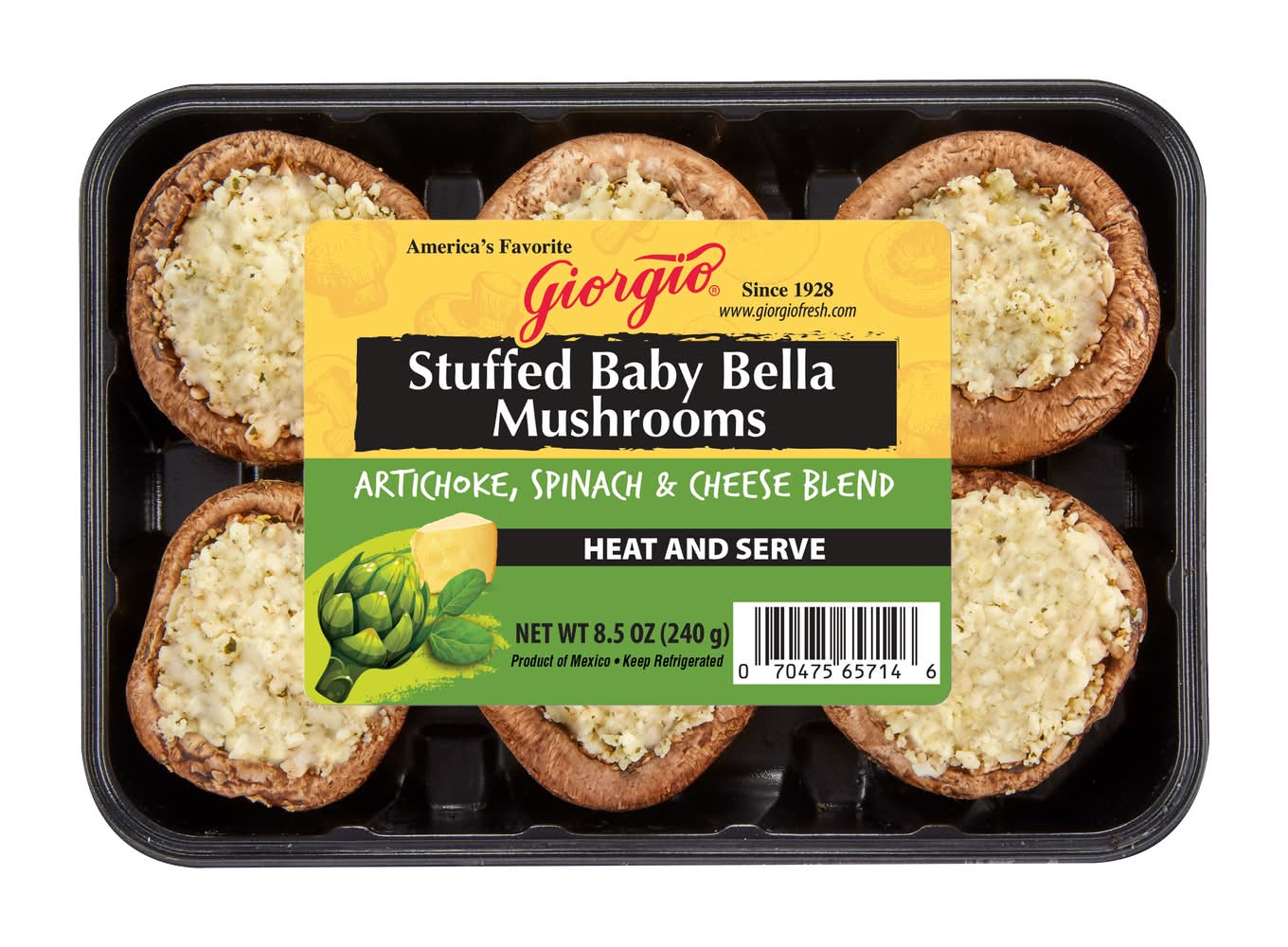 Giorgio Stuffed Baby Bella Mushrooms, Artichoke Spinach & Cheese (8.5 oz)