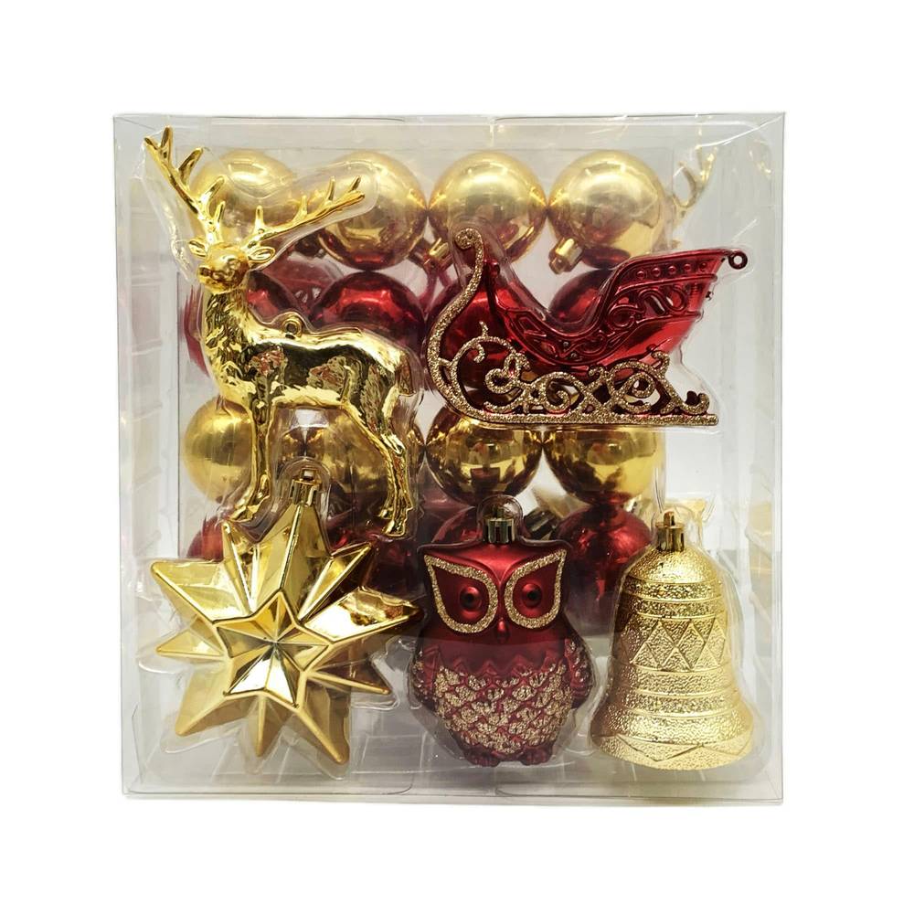 Holiday Living 26-count Multi Red and Gold Shatterproof Ornament Set | 014-923-1