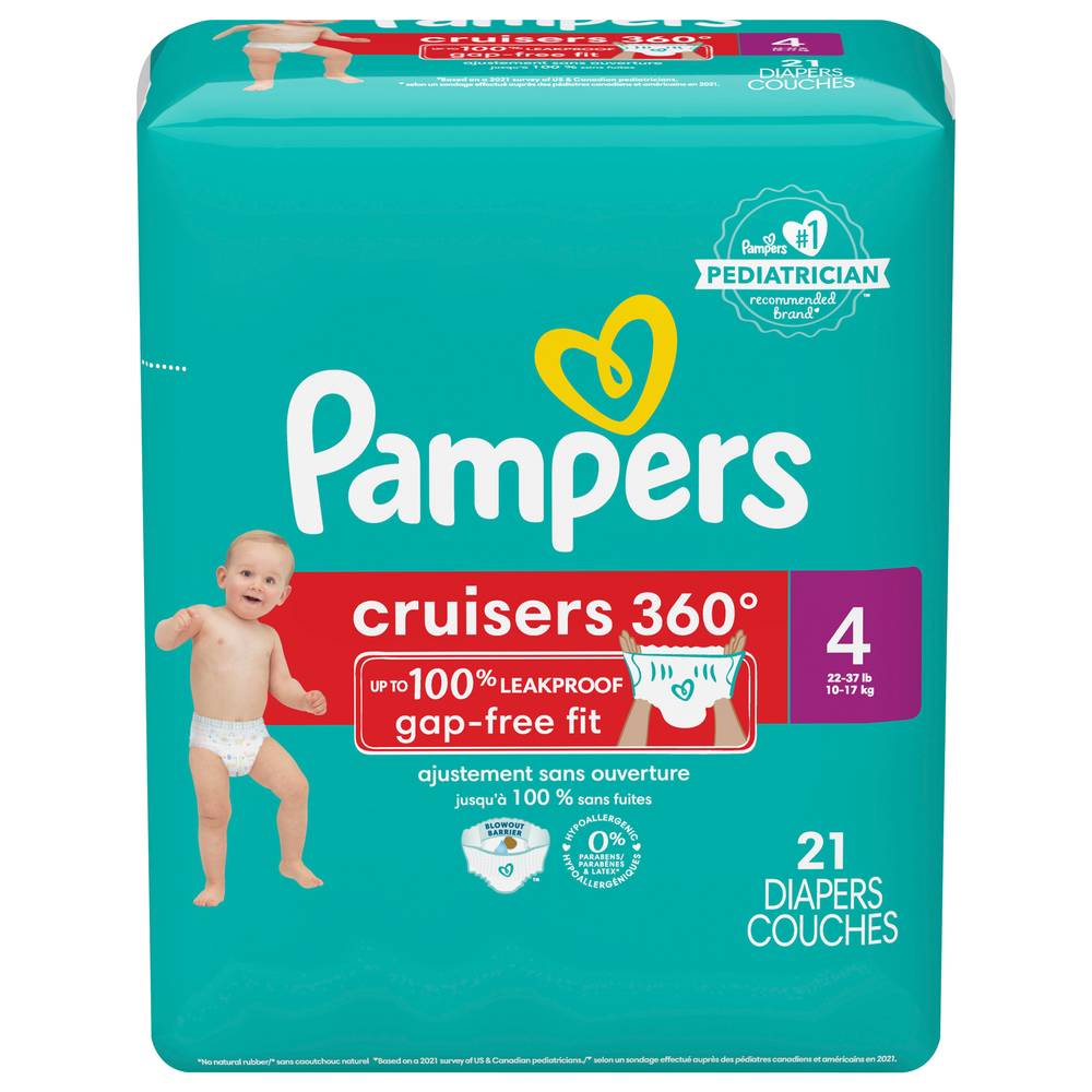 Pampers Cruisers 360 Free Fit Jumbo pack Diapers, 4 (21 ct)