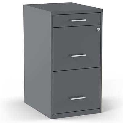 Staples 3-Drawer Vertical File Cabinet, Locking, Letter, Charcoal, 18D (18606)