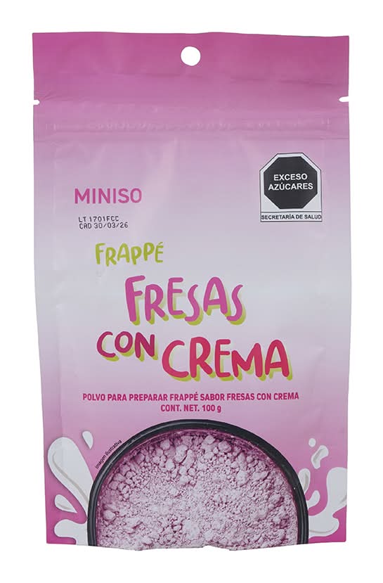 Miniso · Saborizante en polvo para preparar frappé, fresas-crema (100 g)