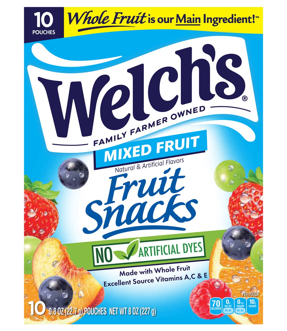 Welch's Fruit Snacks, Mixed Fruit (10 x 0.8 oz)