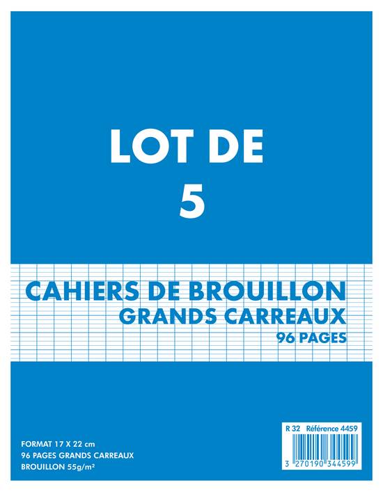 Simpl - Cahiers de brouillon agrafés 17x22cm 96 pages (5 pièces)