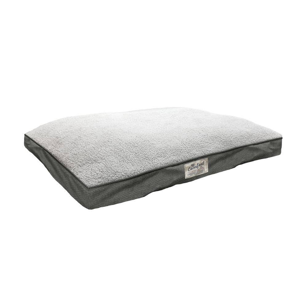 Happy Tails 40 In. X 30 In. Gray Sherpa Woven Linen Pet Bed