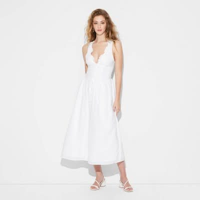 Target - Wild Fable Cotton Voile Adjustable Straps Deep V Neck Lace Maxi  Sundress, Women, XL, White - Delivery in Under an Hour | Uber Eats