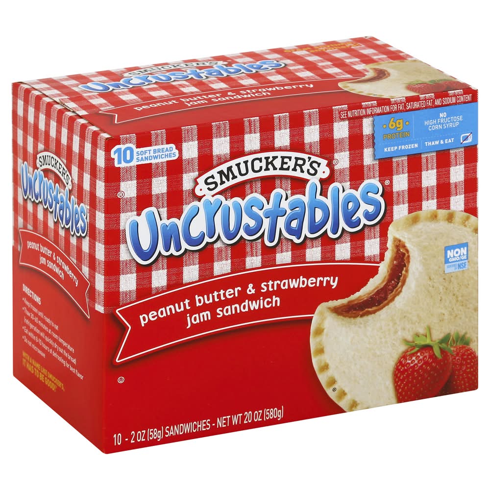 Smucker's Uncrustables Sandwiches, Peanut Butter & Strawberry Jam (10 x 2 oz)