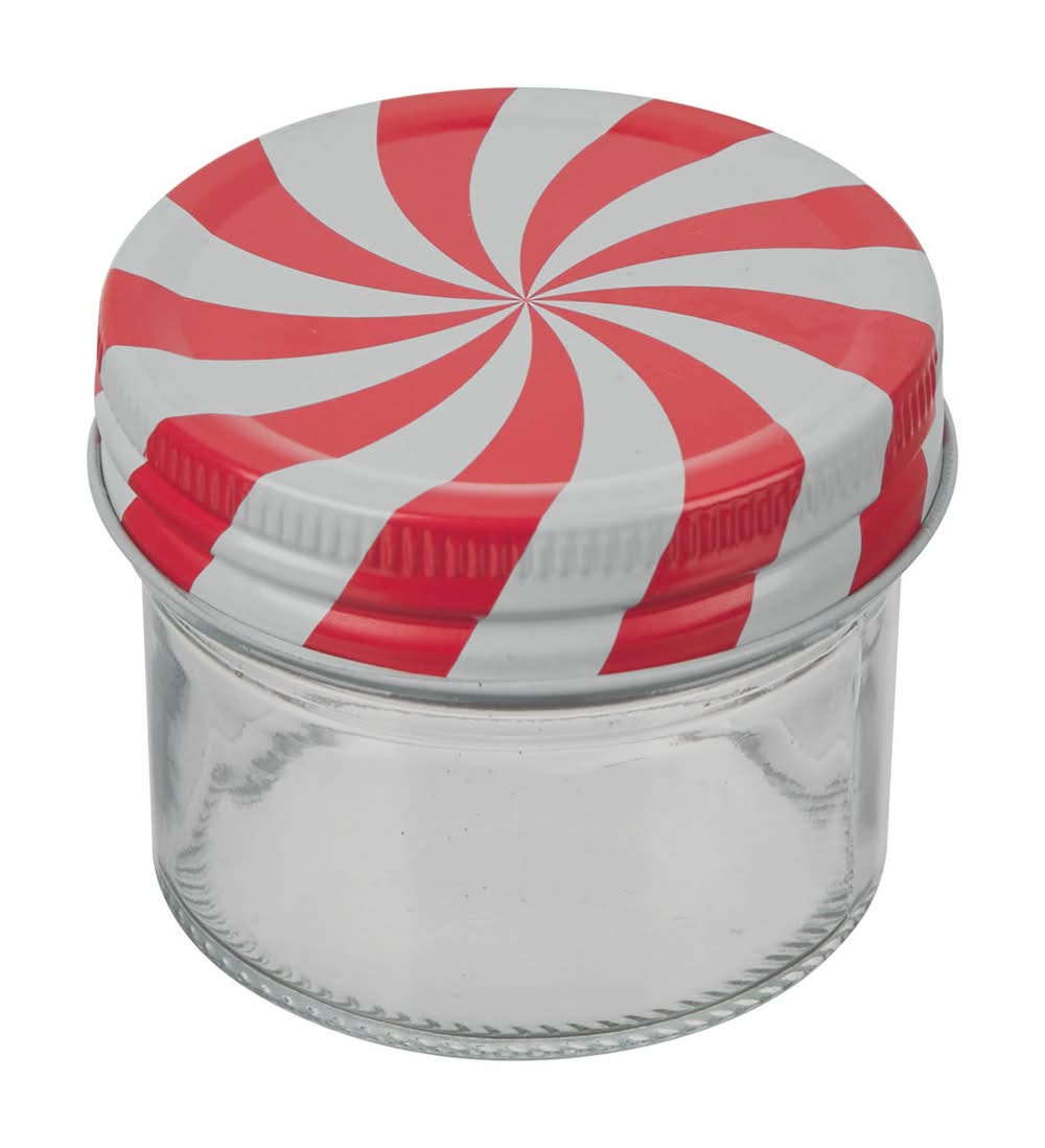 Christmas Themed Glass Canister 4 Oz Assorted