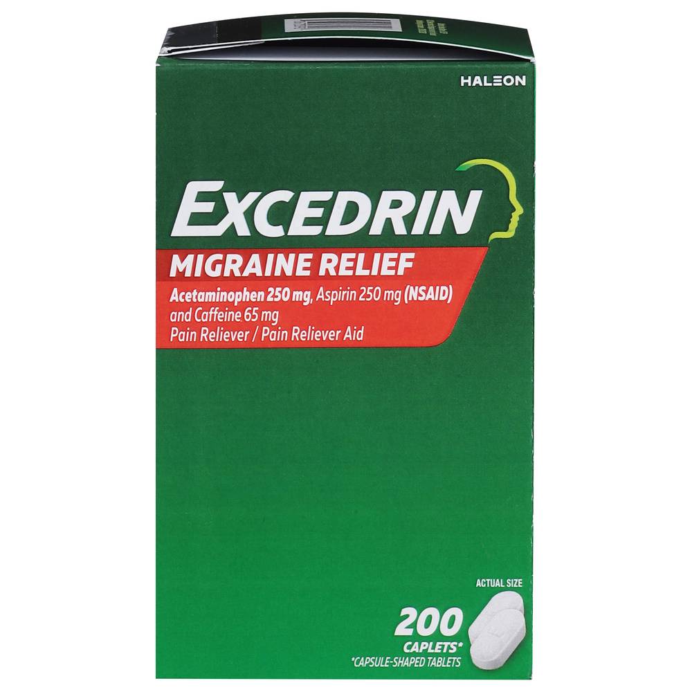 Excedrin Migraine Acetaminophen Aspirin and Caffeine Pain Reliver Caplets (200 ct)