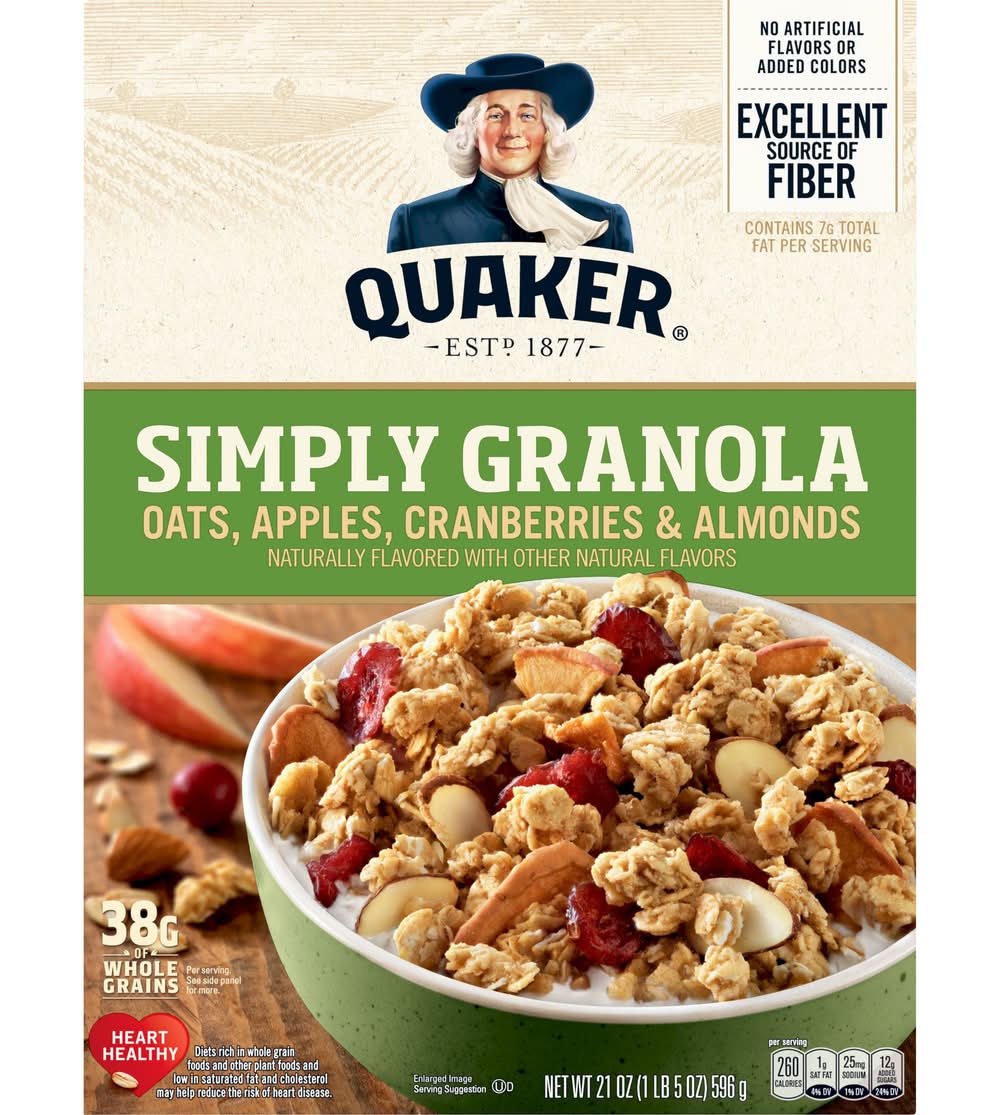 Quaker Simply Granola, Oats Apples Cranberries & Almonds (21 oz)