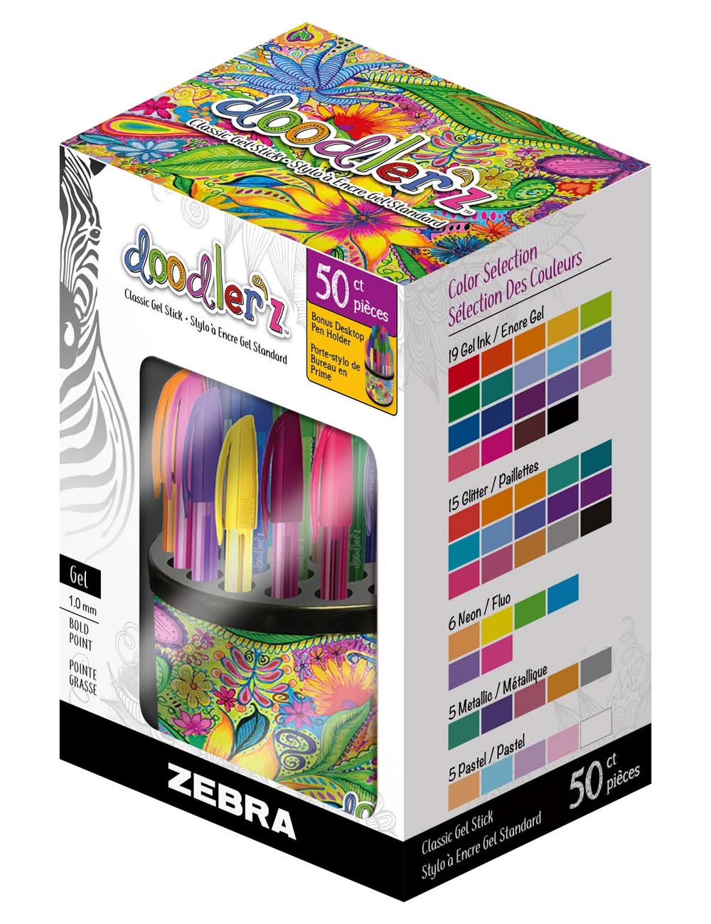 Doodler’Z Stylo Gel – Ensemble De 50 / Doodler’Z Stick Gel Pen – 50-Pack Assorted