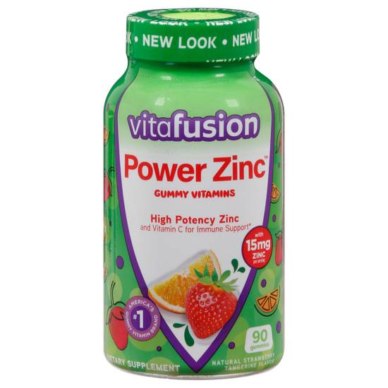 Vitafusion Power Zinc Strawberry Tangerine Flavor Gummy Vitamins Gummies (90 ct)