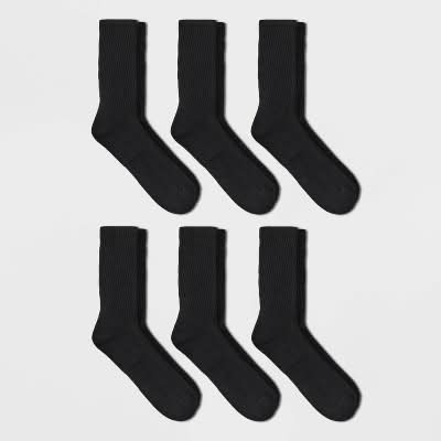 Goodfellow & Co. Crew Socks, Men, 6-12, Black (6 ct)
